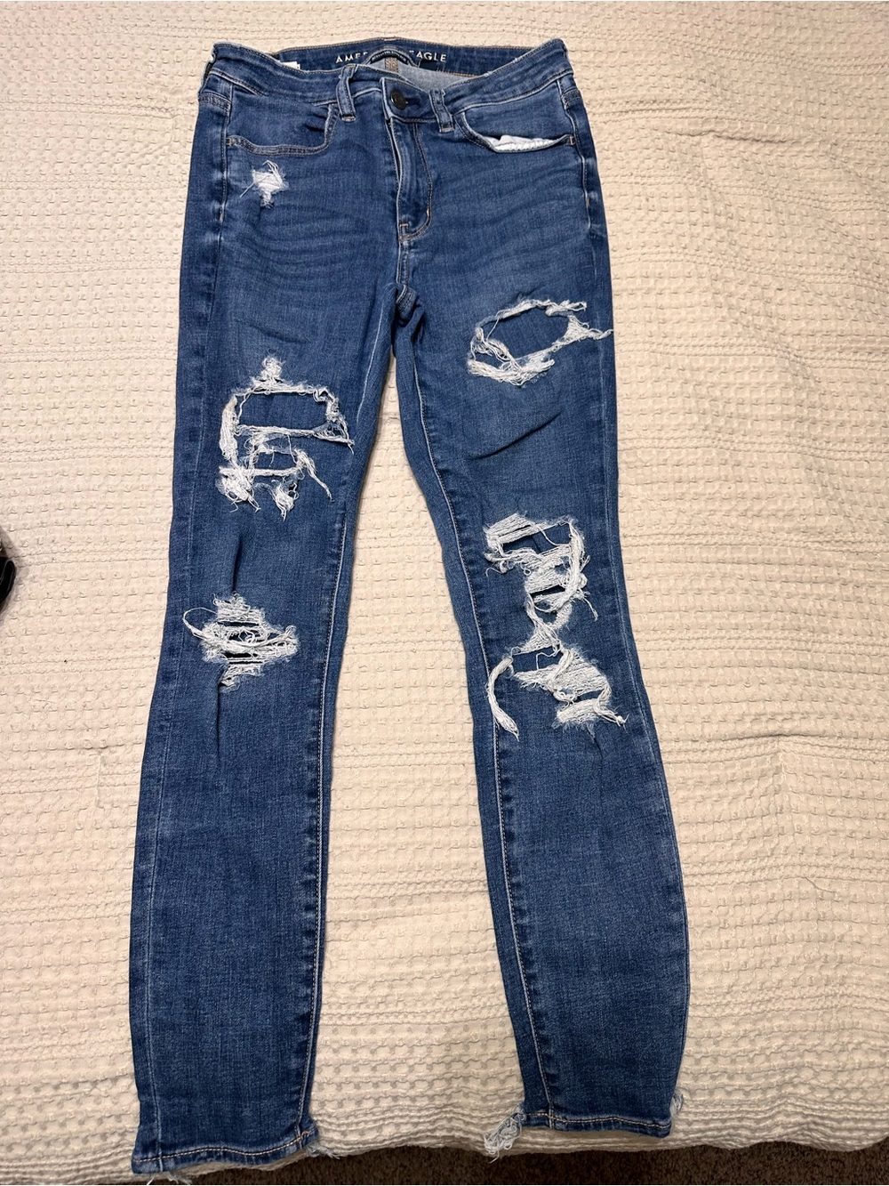 American Eagle Outfitters Dark Blue Ripped Skinny Jeans